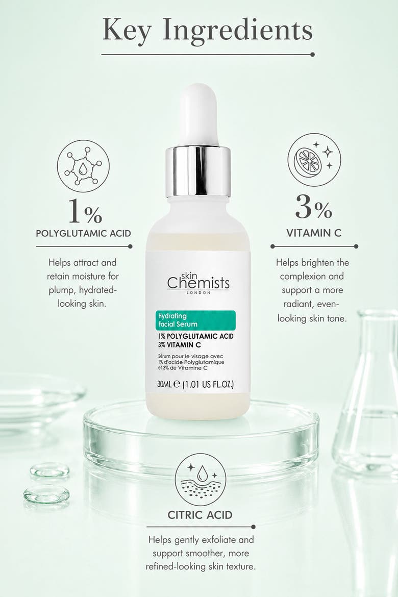 Hydrating Polyglutamic Acid 1%, Vitamin C 3%  Facial Serum 30ml, Alternate, color, White