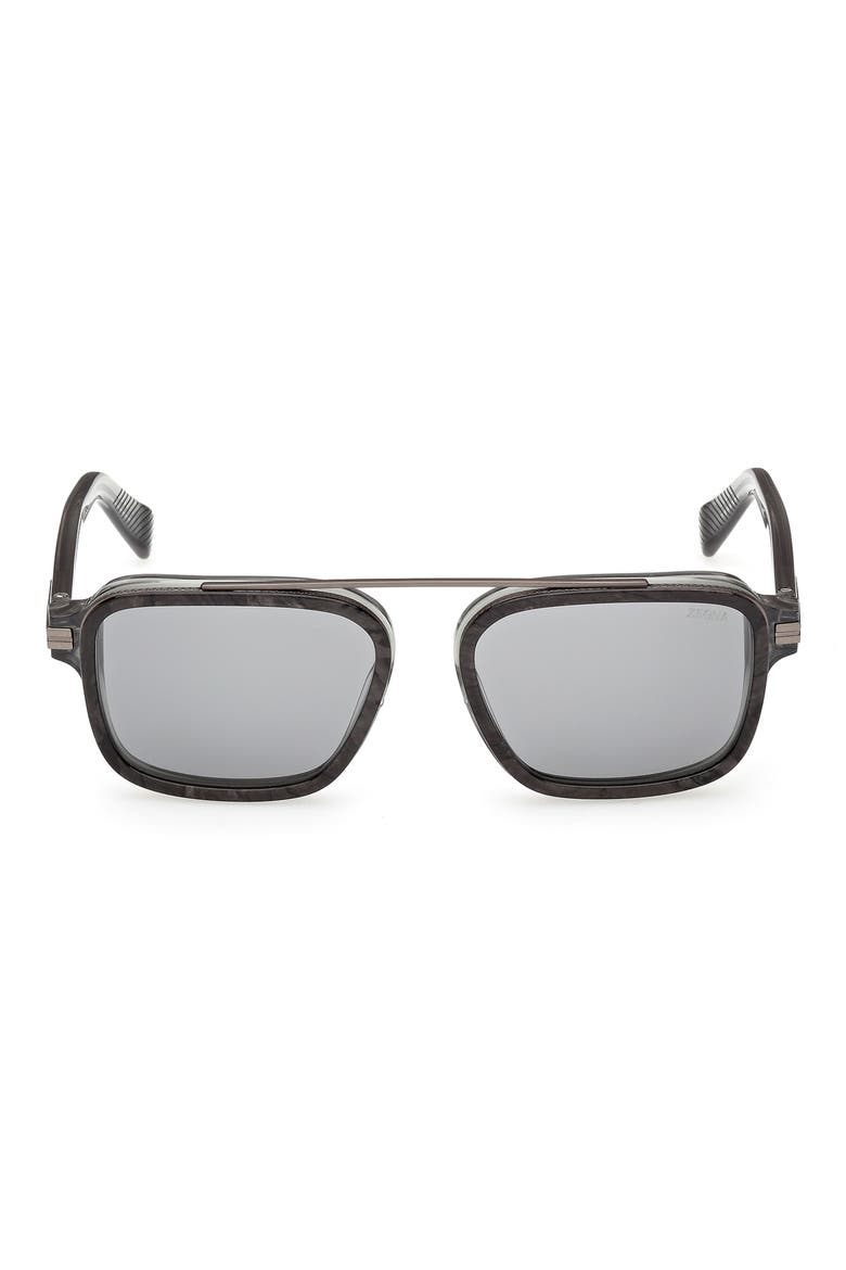 55mm Geometric Sunglasses, Main, color, TRANSPARENT GREY / RUTHENIUM