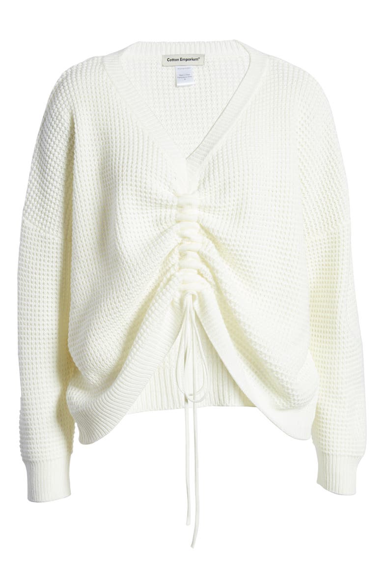 Cotton Emporium Oversize Ruched Drawstring Sweater, Alternate, color,