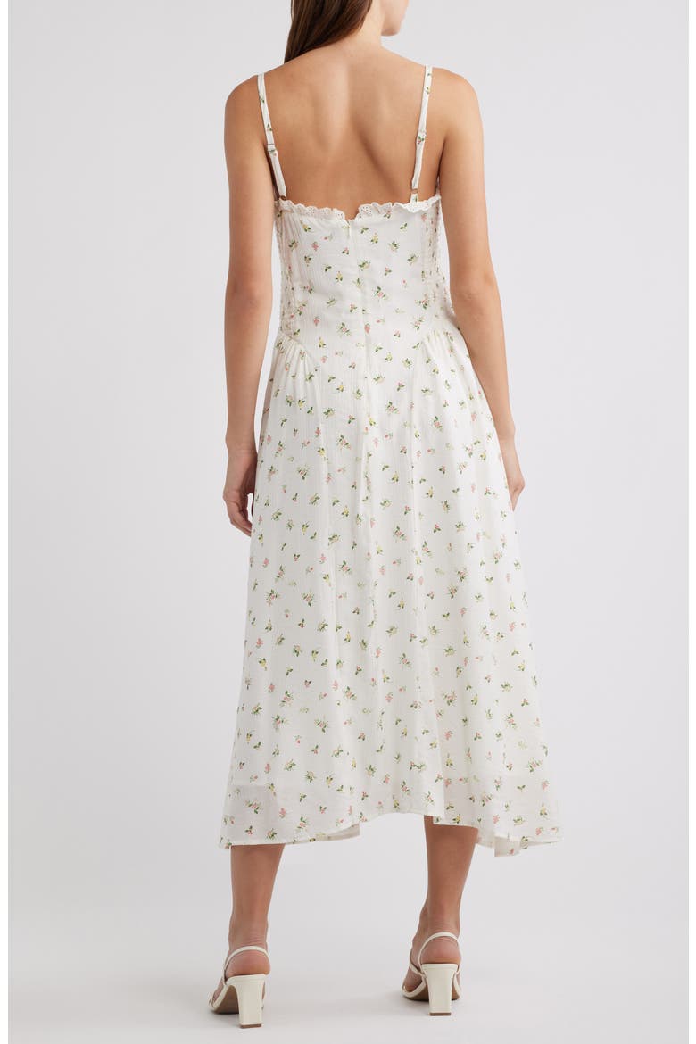 Floral Midi Dress, Alternate, color, WHITE MULTI