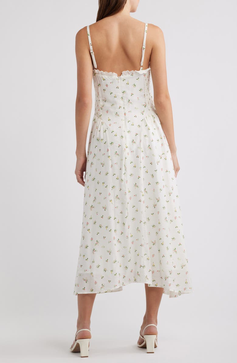 Lulus Floral Midi Dress, Alternate, color, White Multi