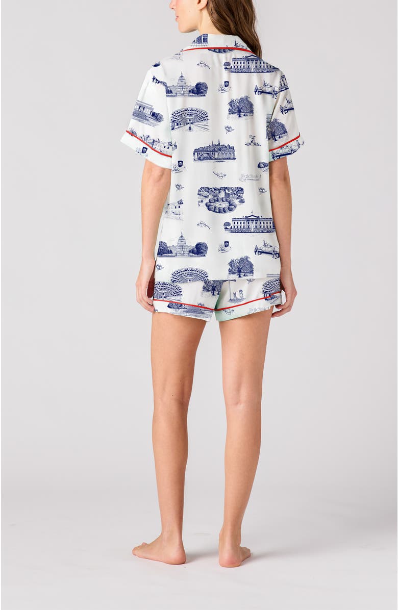 Katie Kime Washington DC Toile Shorts, Alternate, color, Light Blue