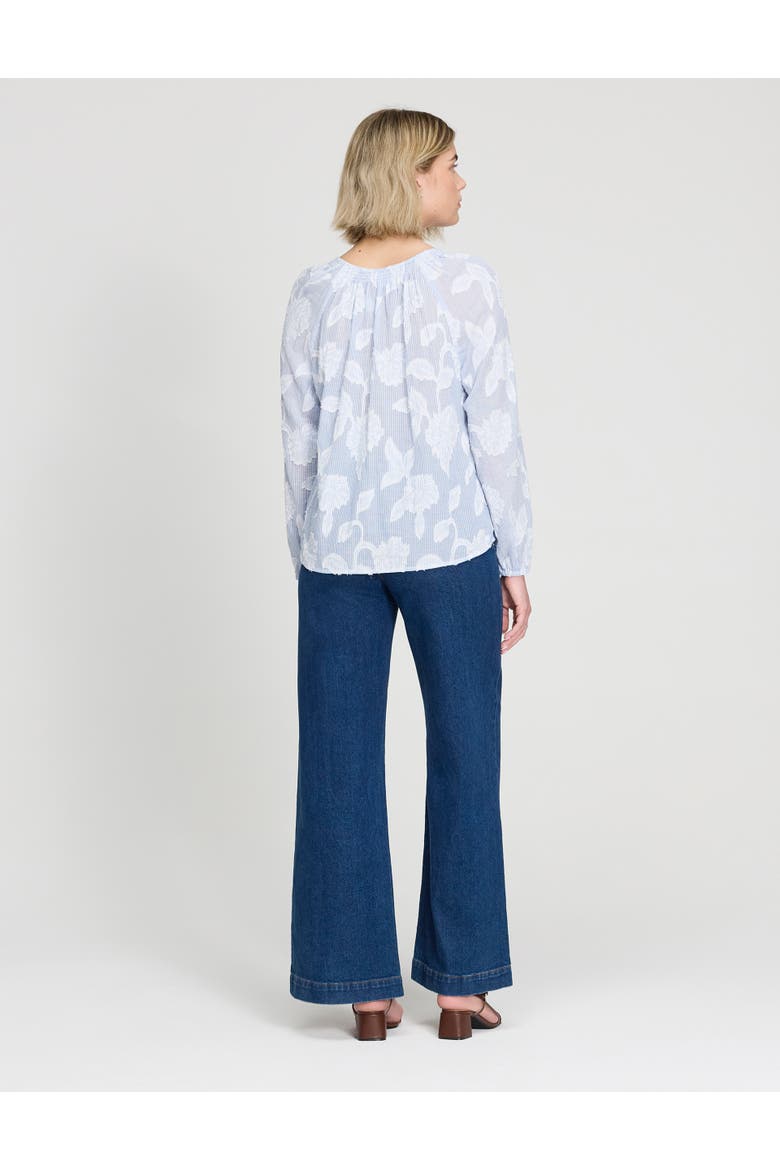 Ivie Button Through Long Sleeve Blouse, Alternate, color, Blue Floral Stripe