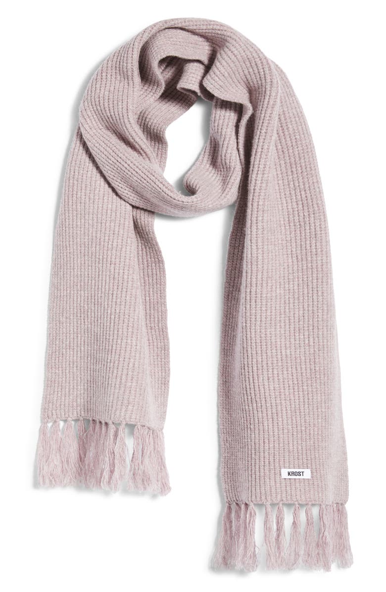 KROST Speckle Extralong Fringed Wool Scarf, Main, color, Mauve