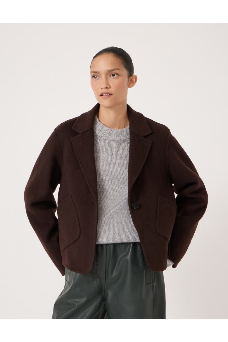 Mina Pure Wool Double Faced Blazer, Main, color, Chocolate Brown