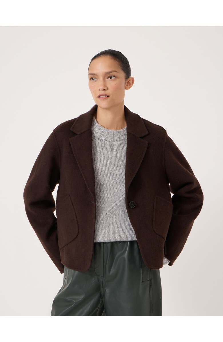Hush Mina Pure Wool Double Faced Blazer, Main, color, Chocolate Brown