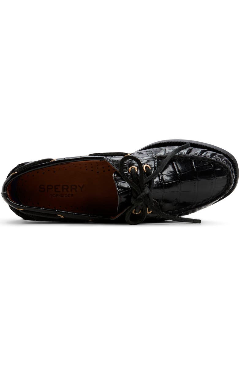 Sperry Authentic Original Two-Eye Boat Shoe, Alternate, color, Black Croco Leather Emb Croco
