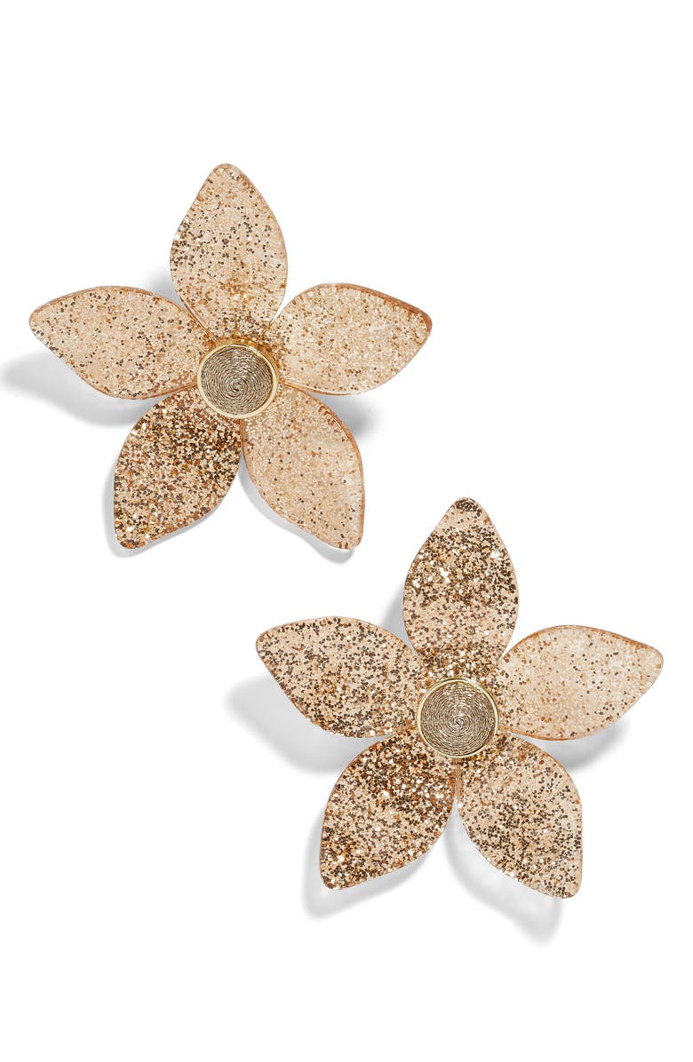 BaubleBar Glitter Resin Flower Earrings, Main, color, 