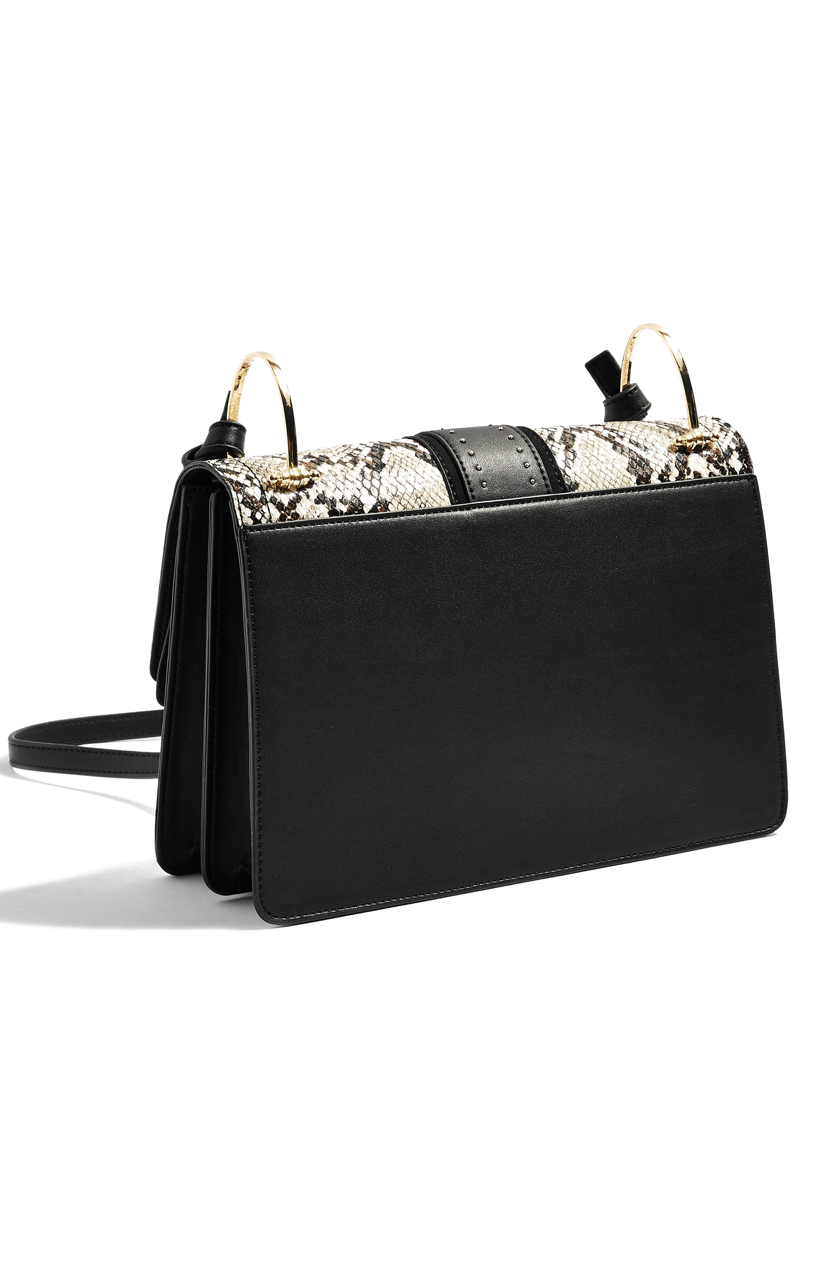 Topshop Suri Snake Effect Shoulder Bag, Alternate, color, 
