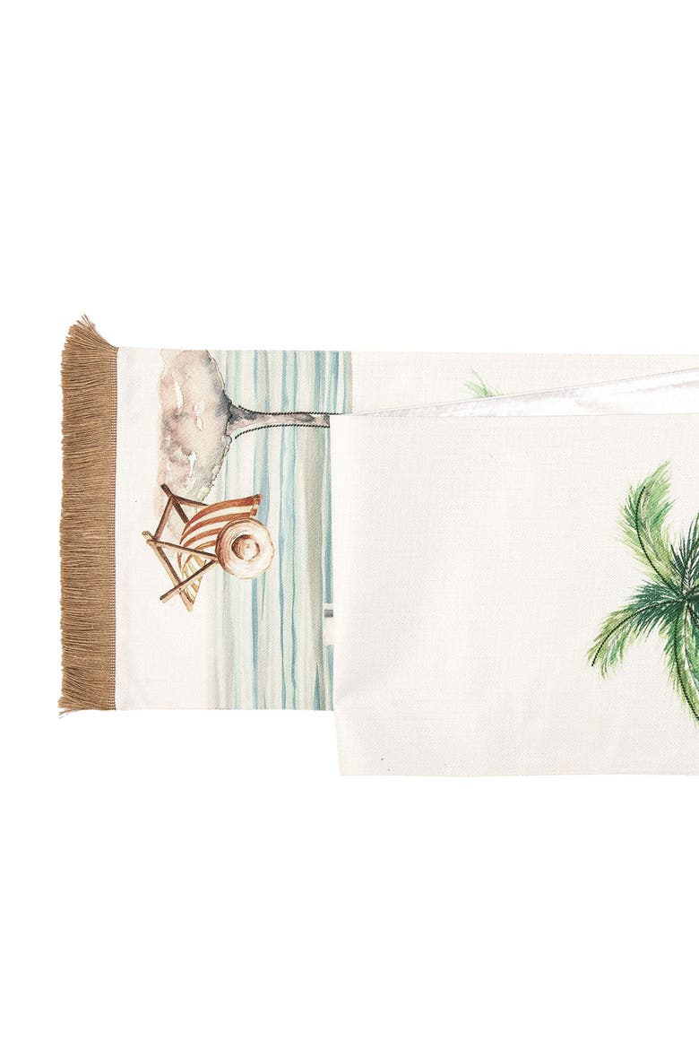 Life Is Better At The Beach Embroidered Dining Table Runner, Alternate, color, Blue