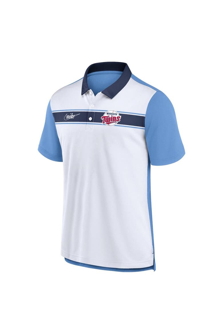 Men's Nike  White/Light Blue Minnesota Twins Rewind Stripe Polo, Alternate, color, White