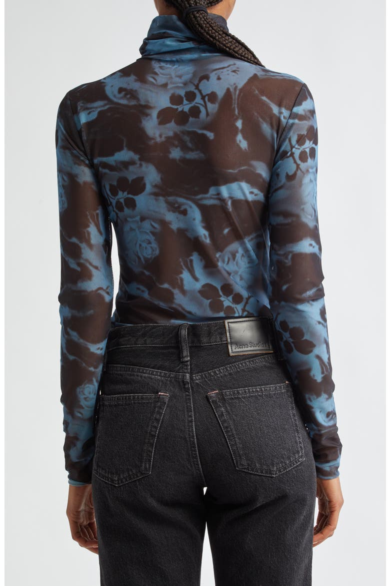 Floral Mesh Turtleneck, Alternate, color, BLUE SHADOW
