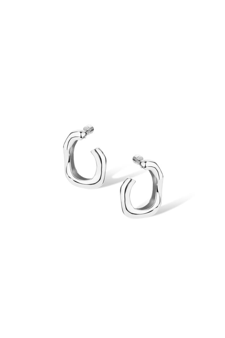 Root Hoop Earrings, Main, color, Silver