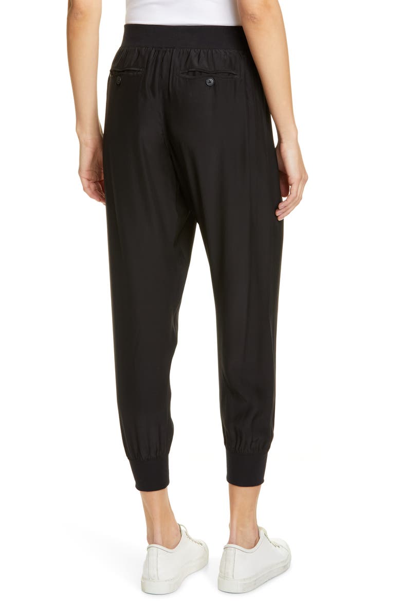 Silk Joggers, Alternate, color, BLACK