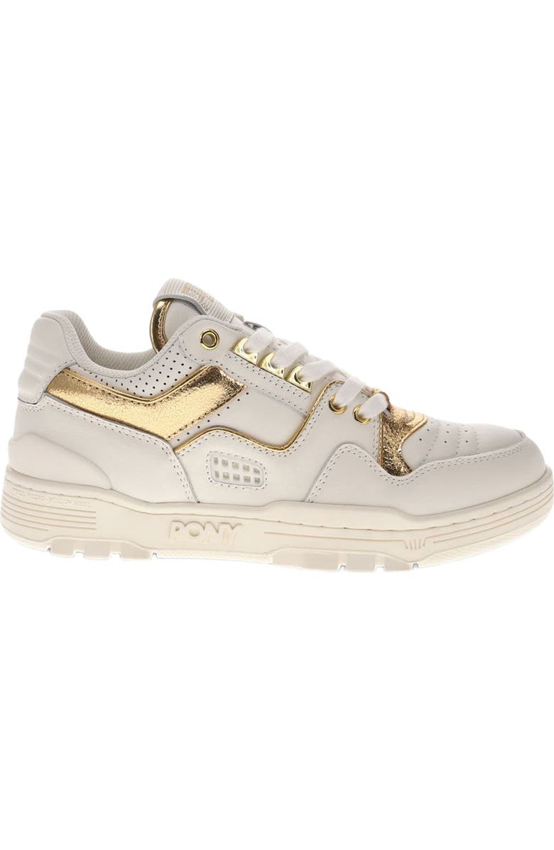 PONY M100 Low Metallic Sneakers, Alternate, color, Snow White/Gold