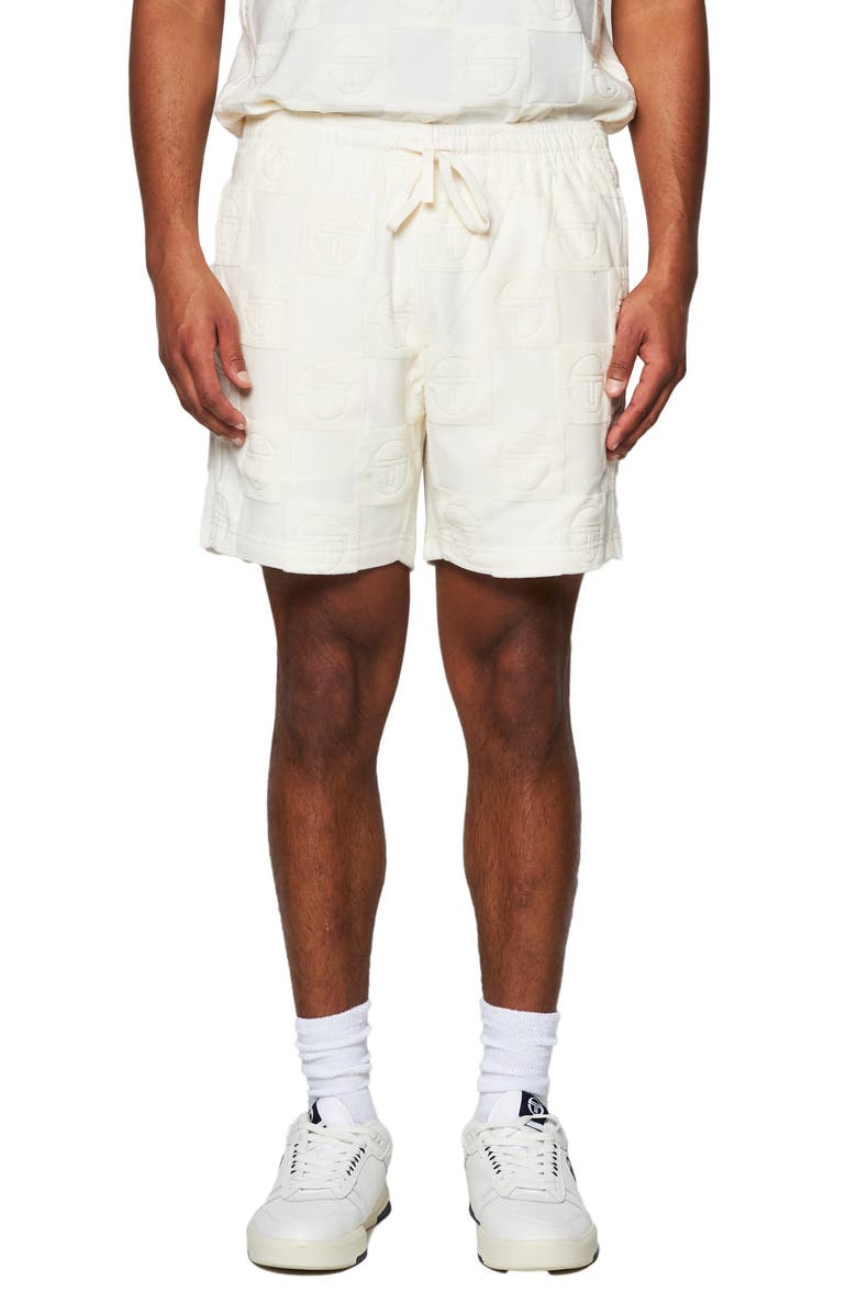 Sergio Tacchini Anzio Monogram Logo Jacquard Terry Cloth Shorts, Main, color,