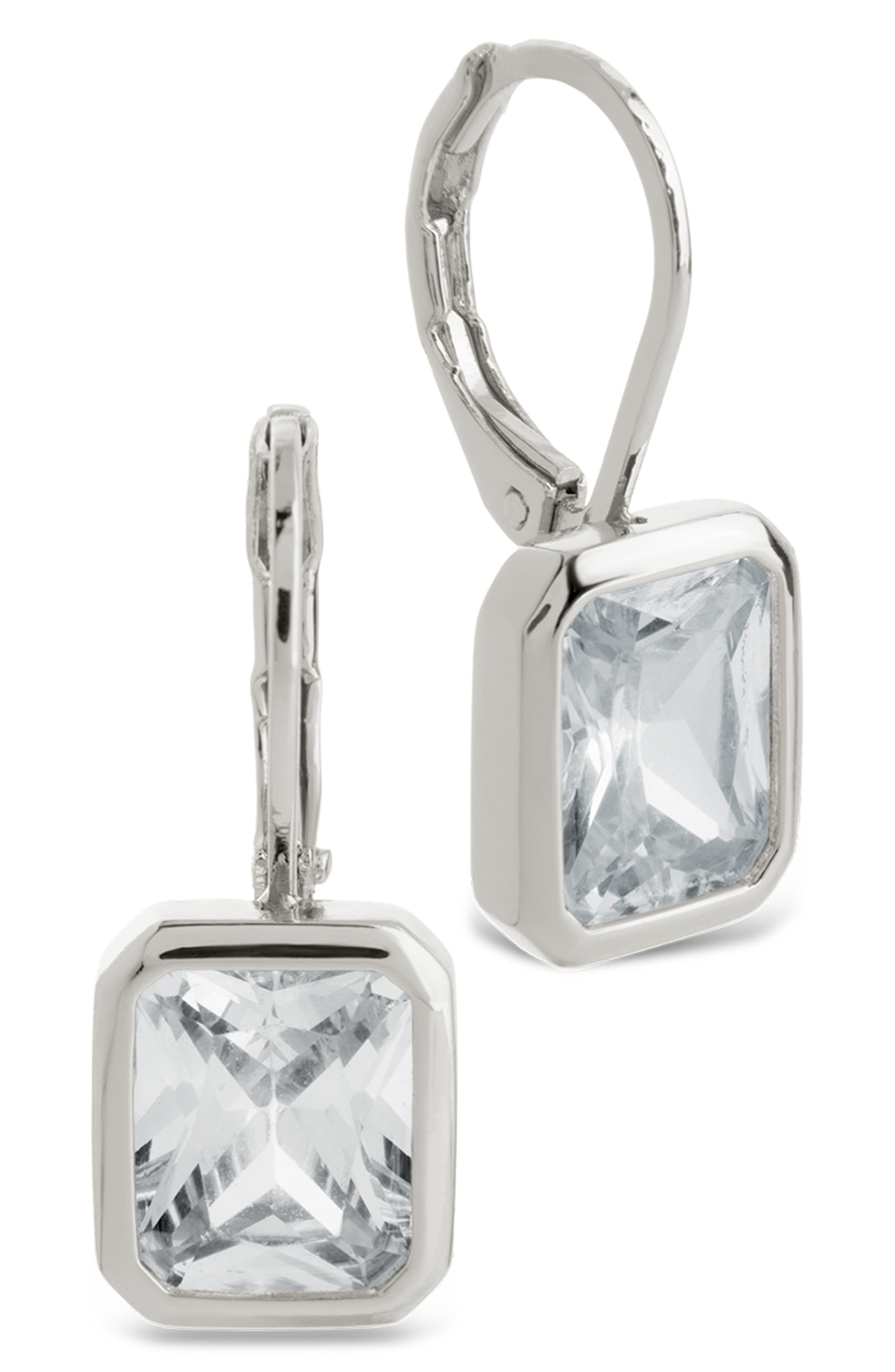 Everleigh Emerald-Cut Cubic Zirconia Lever Back Earrings