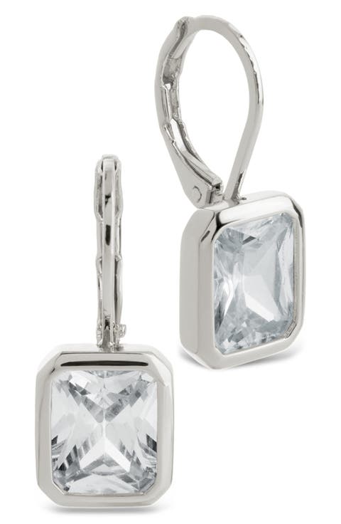 Everleigh Emerald-Cut Cubic Zirconia Lever Back Earrings