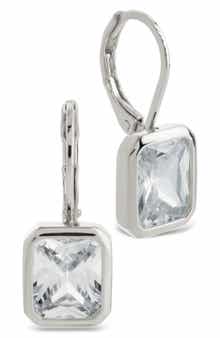 Everleigh Emerald-Cut Cubic Zirconia Lever Back Earrings