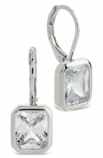 Everleigh Emerald-Cut Cubic Zirconia Lever Back Earrings