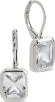 Sterling Forever Everleigh Emerald-Cut Cubic Zirconia Lever Back Earrings