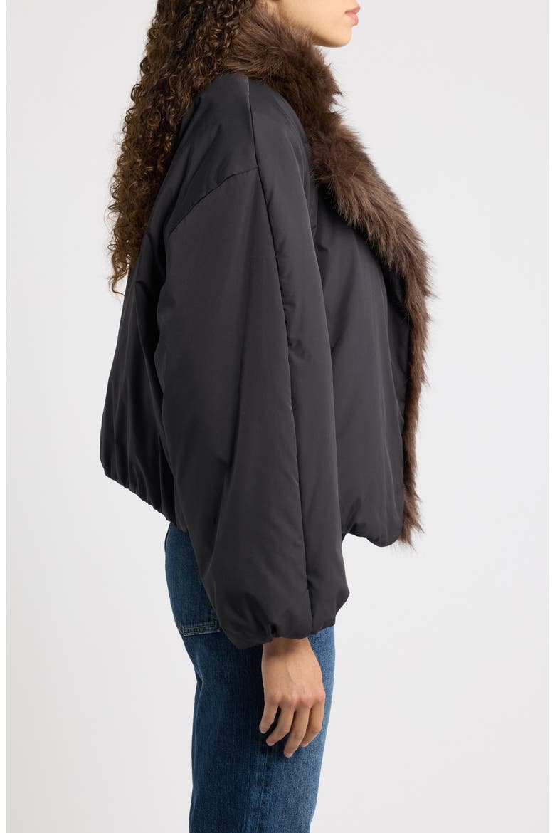 Nikki Faux Fur Collar Coat, Alternate, color, BLACK