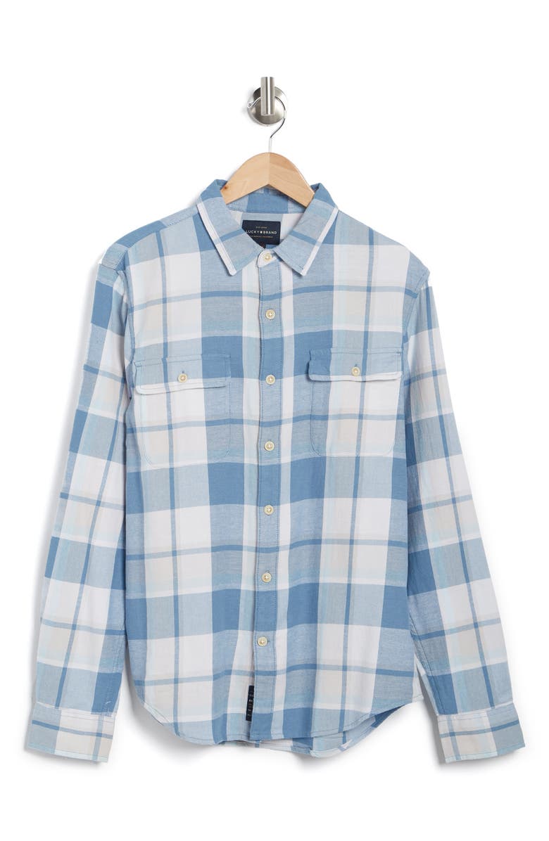 Lucky Brand Humboldt Plaid Workwear Shirt, Alternate, color, Blue/ White