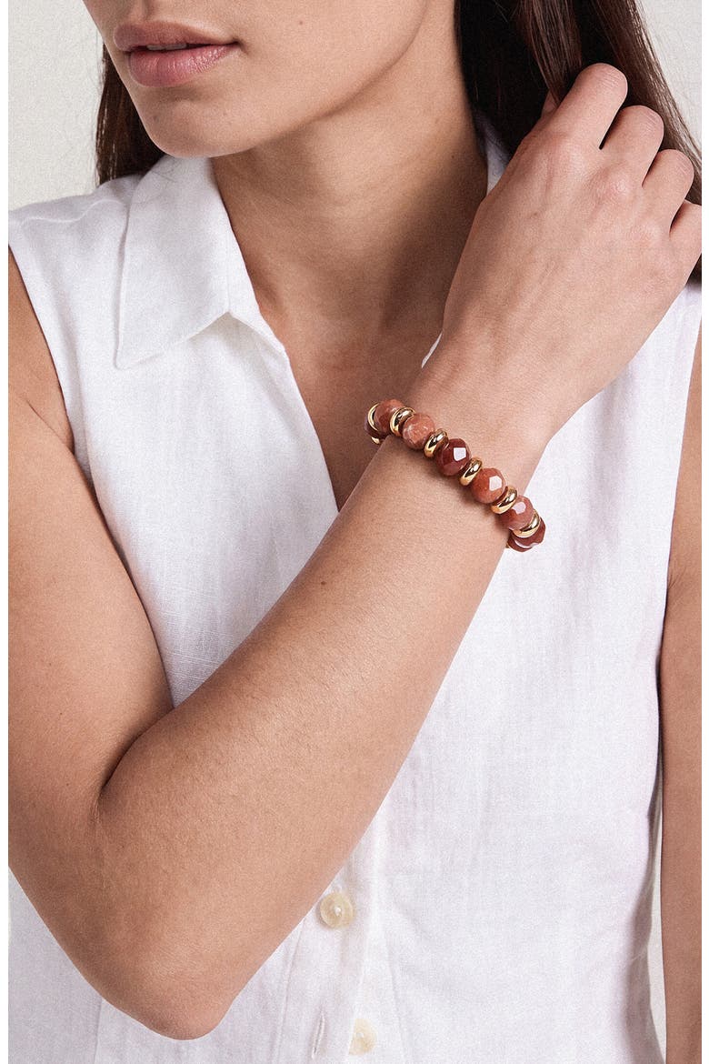 Beaded Stretch Bracelet, Alternate, color, BROWN