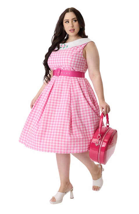 Plus Size 1960s Dancing Doll Swing Dress