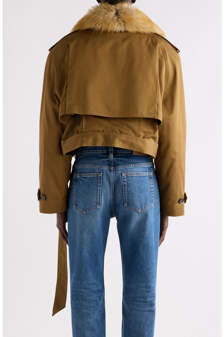 Genuine Lamb Fur Trim Cropped Cotton Coat, Alternate, color, MARRON/ CHAMOIS/ GRIS/ ORANGE