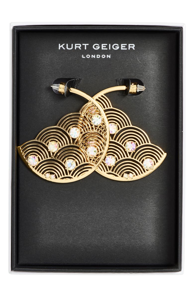 Kurt Geiger London Southbank Rainbow Hoop Earrings, Alternate, color, Gold/ Crystal Abalone