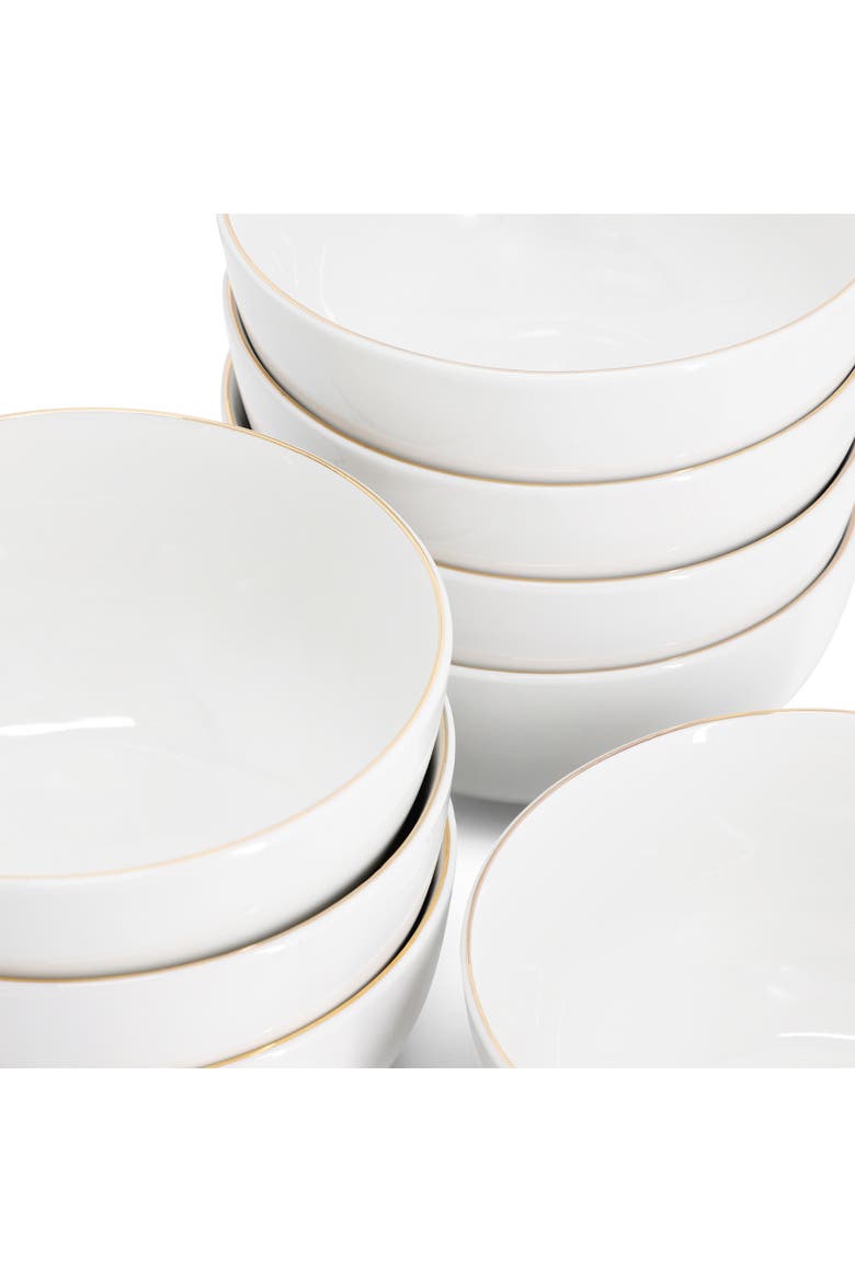 Ogalla 8 Piece Fine Ceramic 6 Inch 22 Ounce Cereal Bowl Set, Alternate, color, White