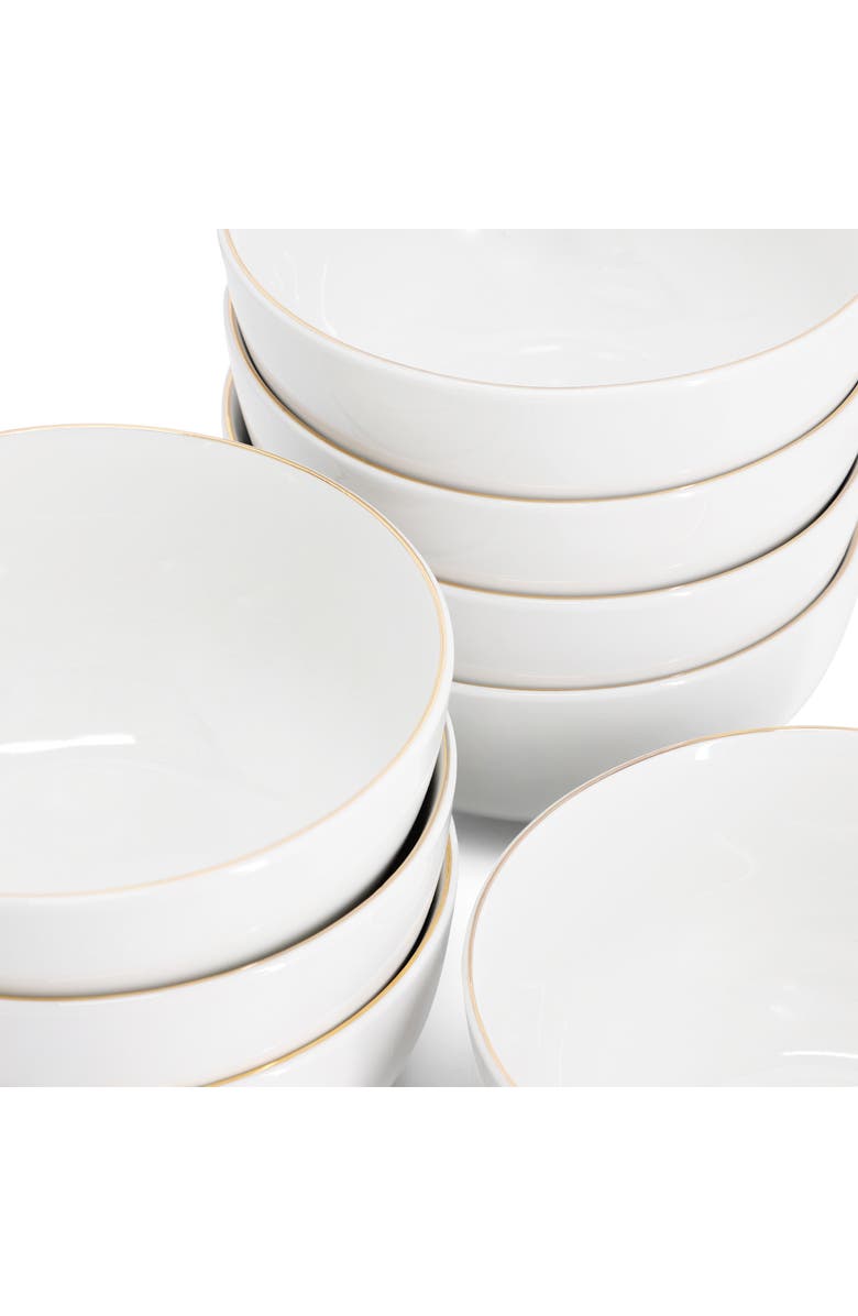 Gibson Home Ogalla 8 Piece Fine Ceramic 6 Inch 22 Ounce Cereal Bowl Set, Alternate, color, White