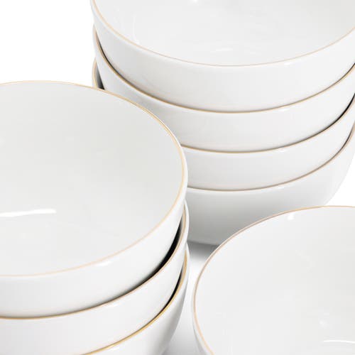Gibson Home Ogalla 8 Piece Fine Ceramic 6 Inch 22 Ounce Cereal Bowl Set In White
