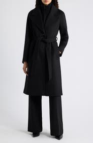 Vince Belted Wool Blend Wrap Coat with Removable Bib