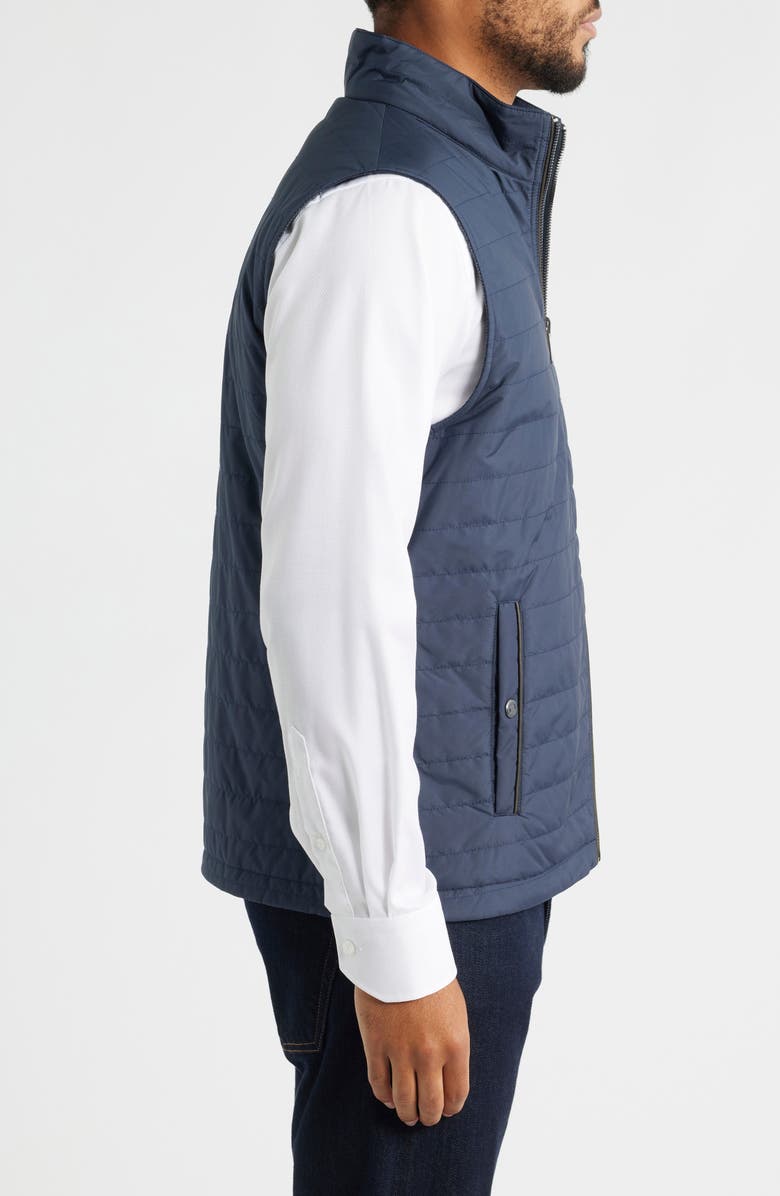 Johnston & Murphy Box Quilted Vest, Alternate, color, Navy/ Navy Herringbone