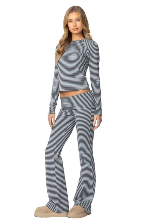 EDIKTED EDIKTED KAELI STRIPE LONG SLEEVE CROP TOP 