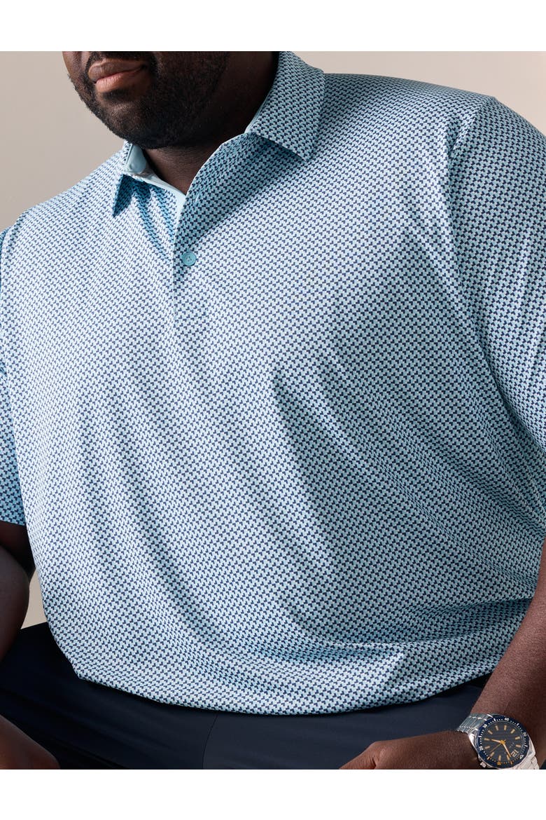 Big & Tall Chevron Print Golf Polo Shirt, Alternate, color, ATOMIZER BLUE