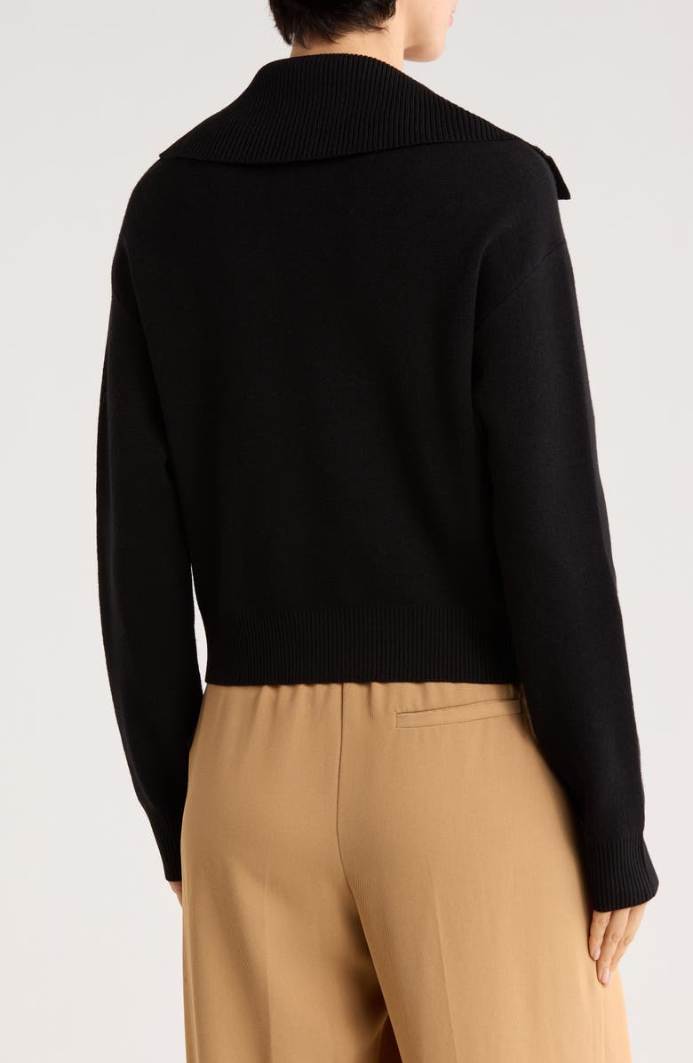 Ellen Tracy Button Front Sailor Collar Cardigan, Alternate, color, Black