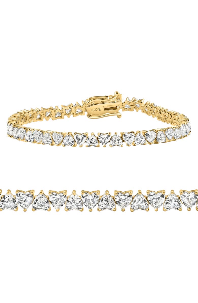 Bliss Diamond 10.50Ct Heart Cut Diamond Tennis Bracelet 14k Gold 7" Lab Grown, Main, color, 