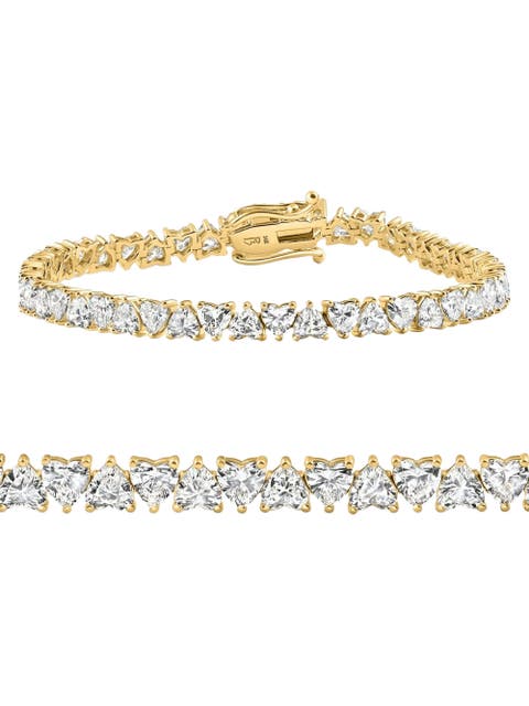 10.50Ct Heart Cut Diamond Tennis Bracelet 14k Gold 7" Lab Grown