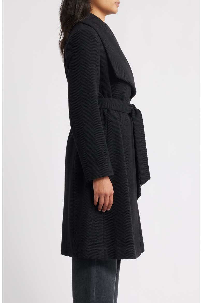 Chevron Pattern Tie Waist Coat, Alternate, color, BLACK