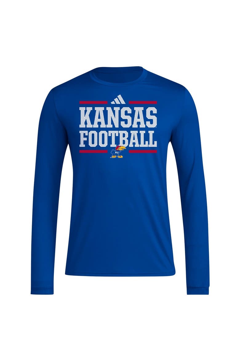 Men's adidas Royal Kansas Jayhawks Locker Football Pre-Game AEROREADY Long Sleeve T-Shirt, Alternate, color, Royal