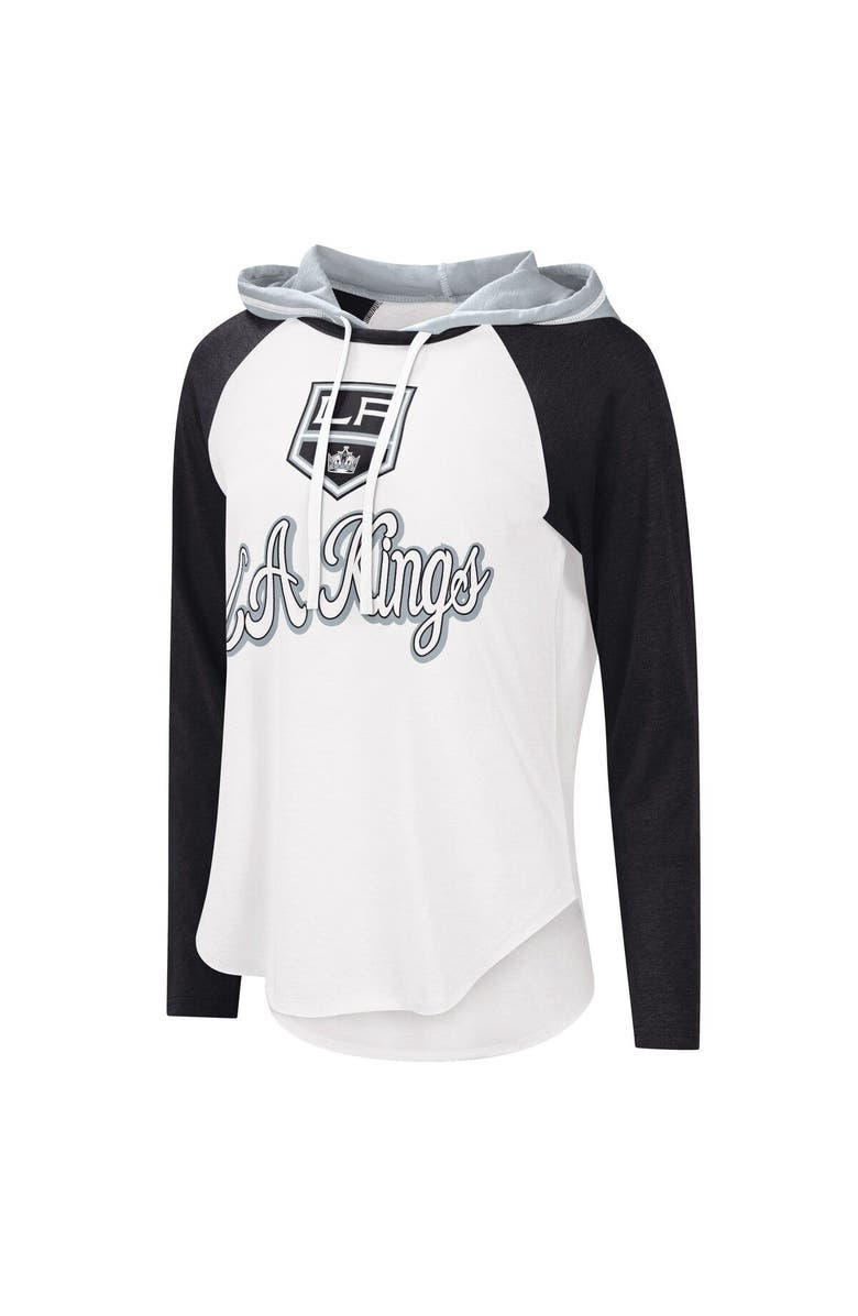 STARTER Women's G-III Sports by Carl Banks White/Black Los Angeles Kings MVP Raglan Lightweight Hooded T-Shirt, Alternate, color, White