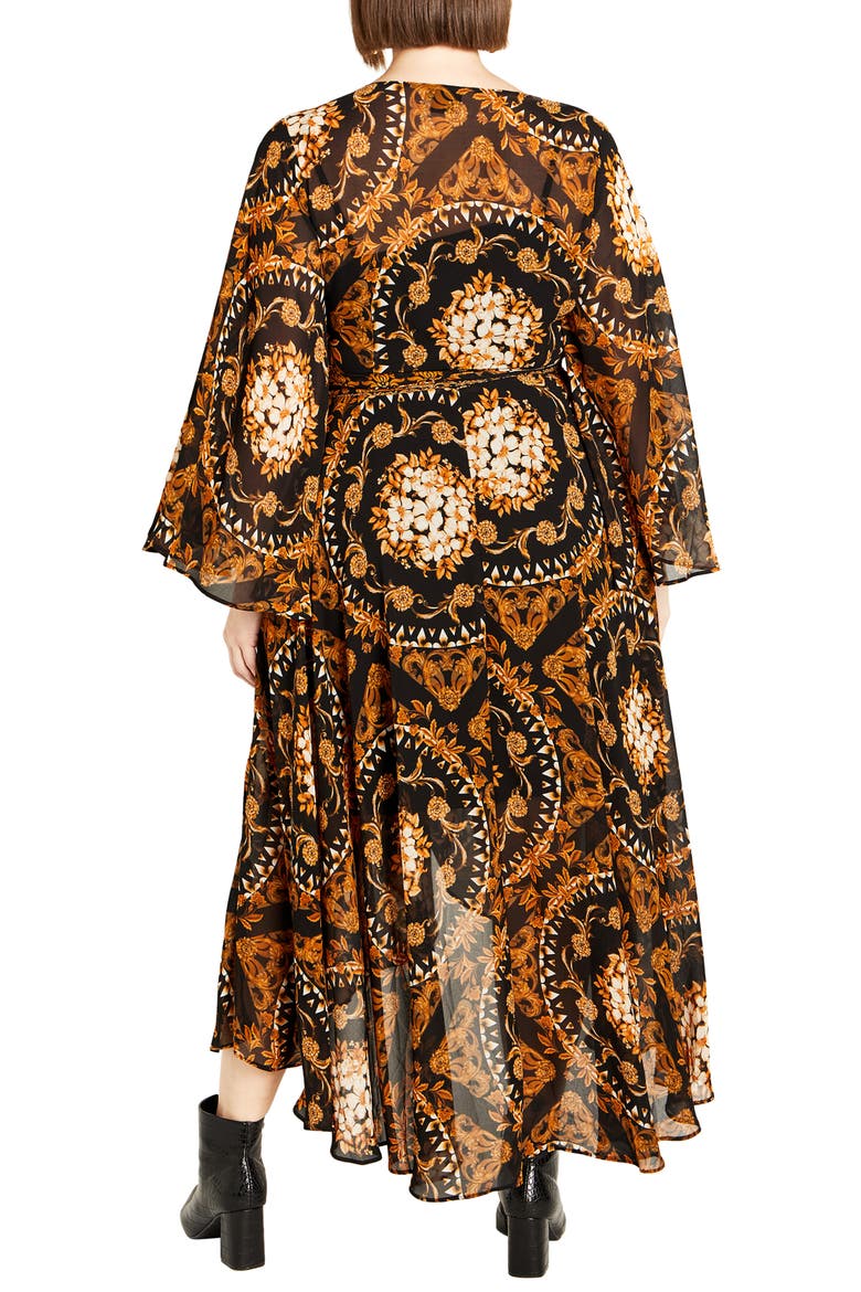 Paris Print Long Sleeve Faux Wrap Maxi Dress, Alternate, color, PRINT