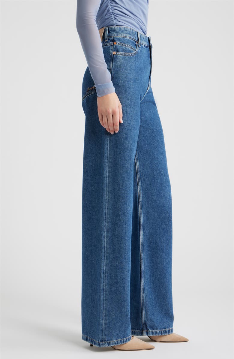 BOSS Orange Marlene High Waist Wide Leg Jeans, Alternate, color, Blue