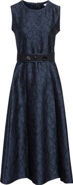 Max Mara Jacquard Belted Midi Dress