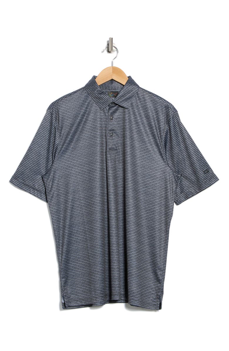 Greg Norman Fin Stripe Print Golf Polo, Alternate, color, Black