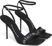 Alexander Wang Julie Billboard Crystal Logo Ankle Strap Sandal