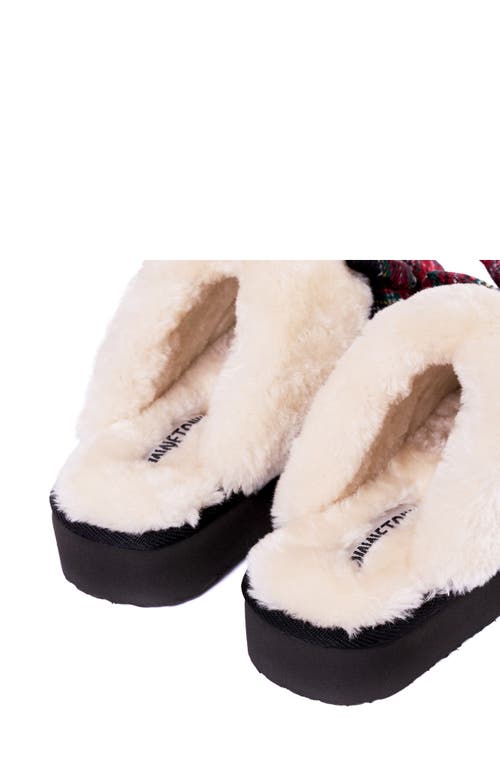 Minnetonka Bow Faux Fur Scuff Slipper In Multi